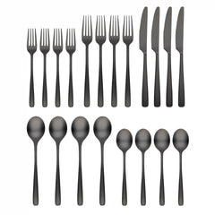 Rise Black Satin 20-Piece Flatware Set