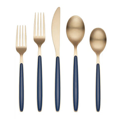 Kiernan Champagne Satin Navy Handle 20-Piece Flatware Set