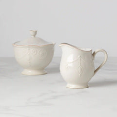 French Perle White Sugar & Creamer