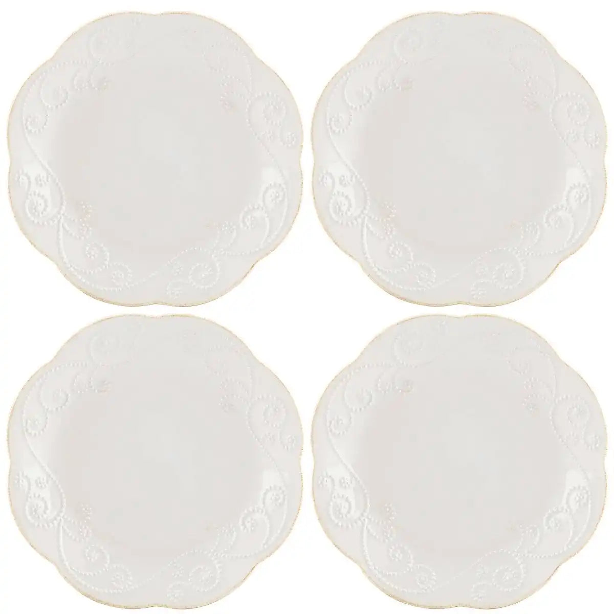 French Perle White 4-Piece Dessert Set