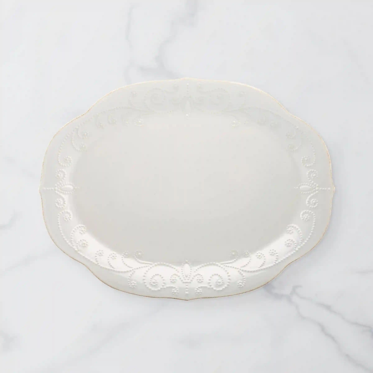 French Perle White Oval Serving Platter