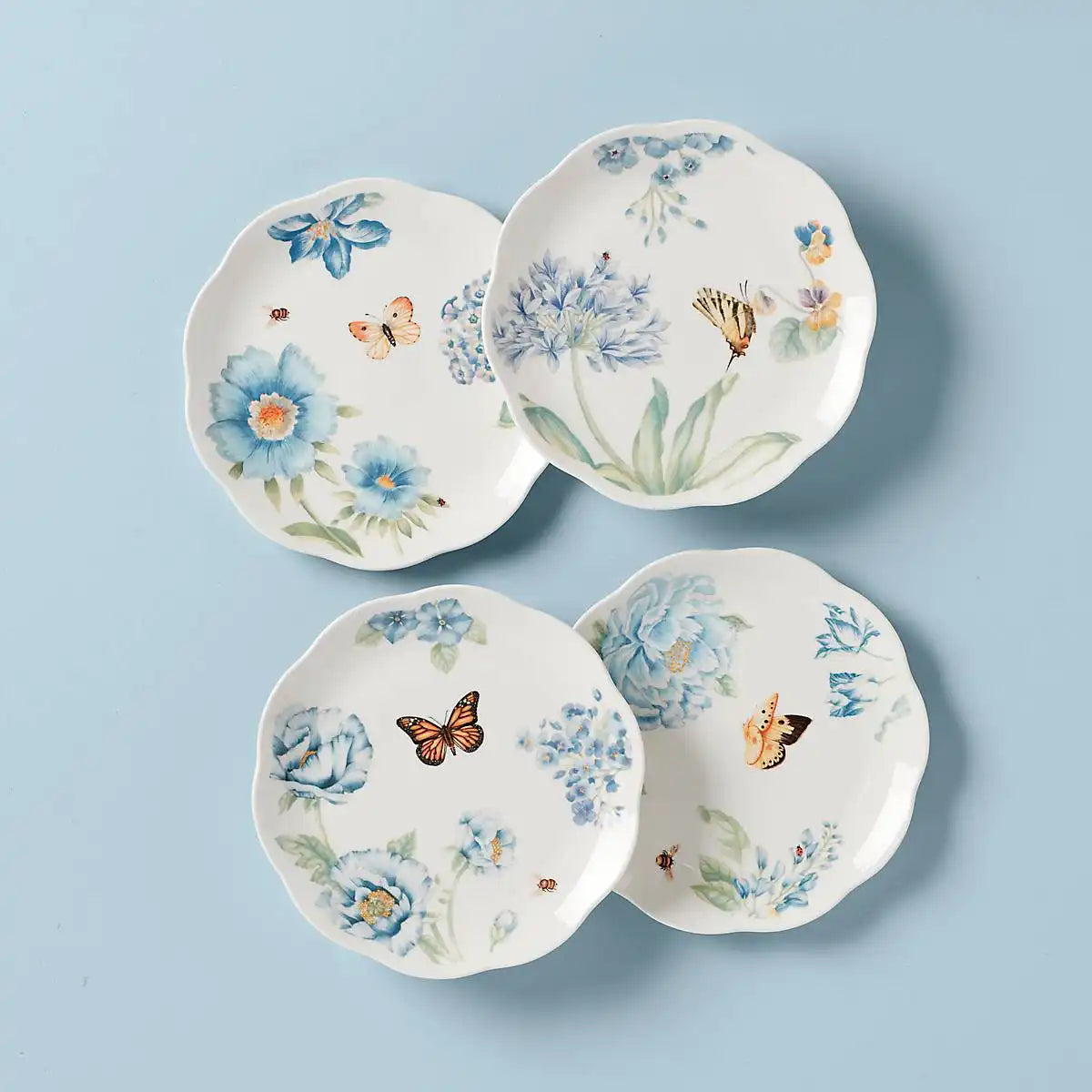 Butterfly Meadow Blue Dessert Plates, Set of 4