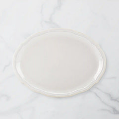 French Perle Bead White Oval Platter
