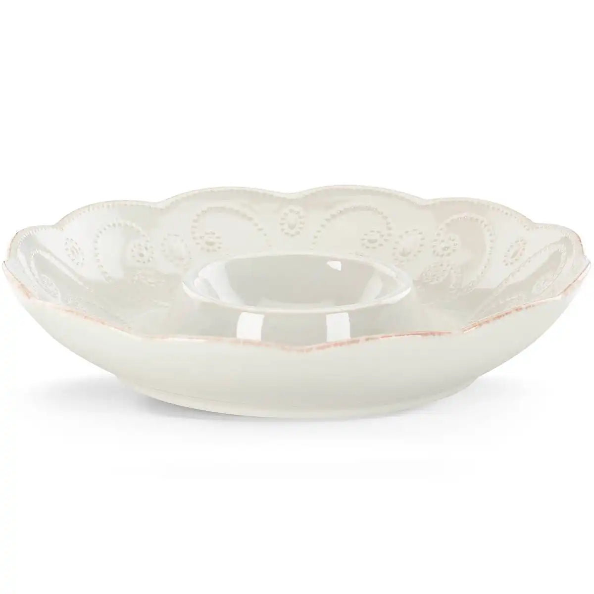 French Perle White Chip & Dip Tray