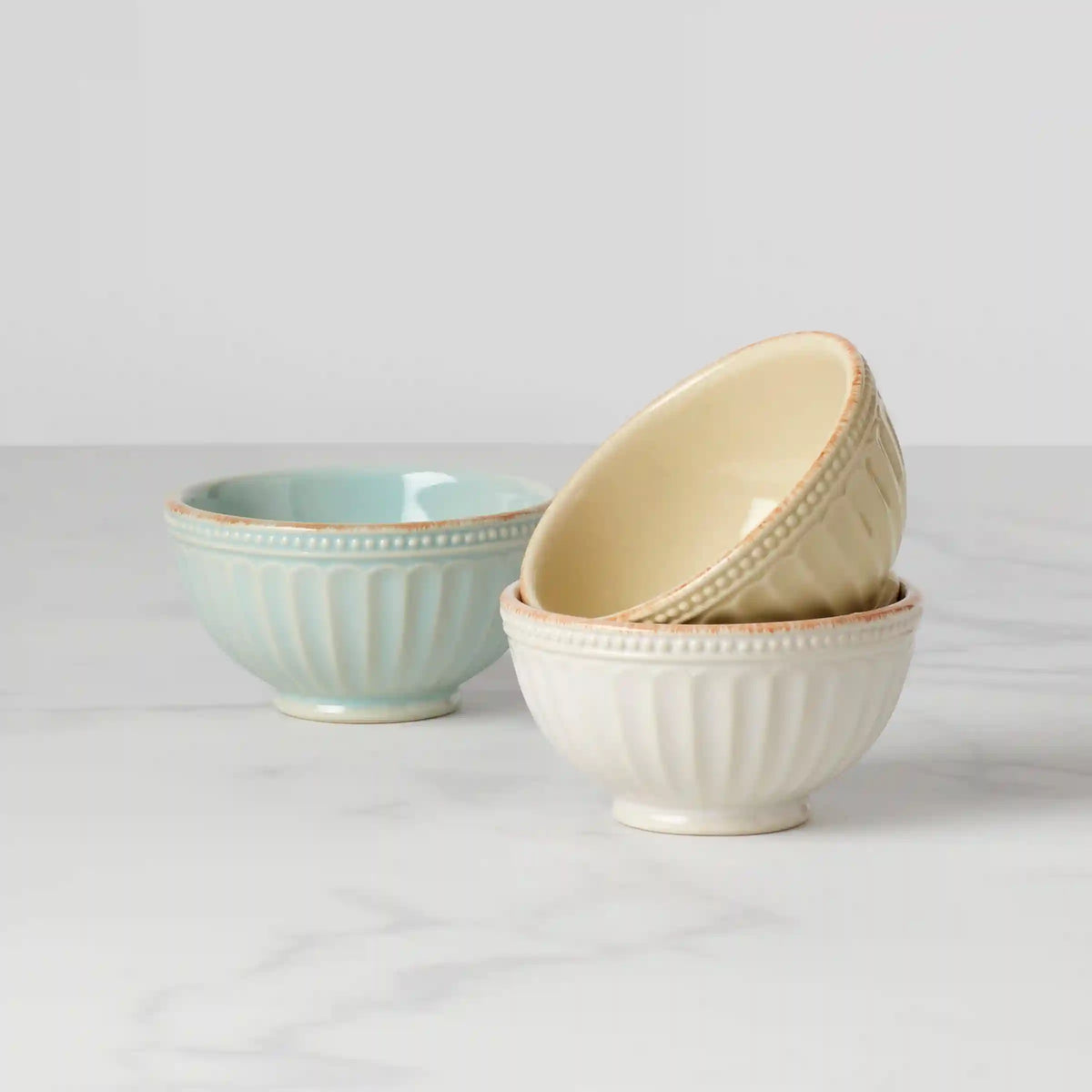French Perle Groove Assorted Mini 3-Piece Bowl Set