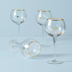 Holiday Gold Balloon Glasses, Set of 4
