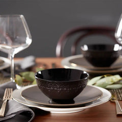 Chelse Muse Fleur Black All-Purpose Bowls, Set of 4
