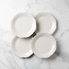 French Perle White Dinner Plates, Set of 4