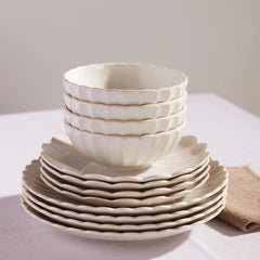 French Perle Scallop White All-Purpose Bowls, Set of 4