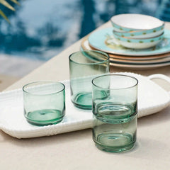 Tuscany Classics Stackable Green Short Glasses, Set of 4