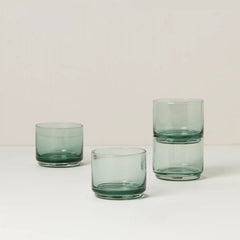 Tuscany Classics Stackable Green Short Glasses, Set of 4