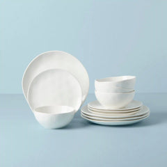 Bay Colors White 12-Piece Dinnerware Set