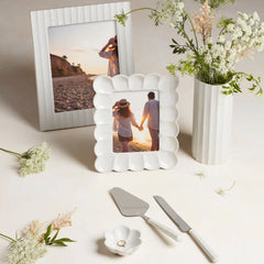 French Perle Scallop White 8x10 Photo Frame