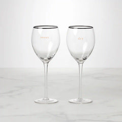 Cheers To Us Sweet & Dry Wine Glasses, Set of 2