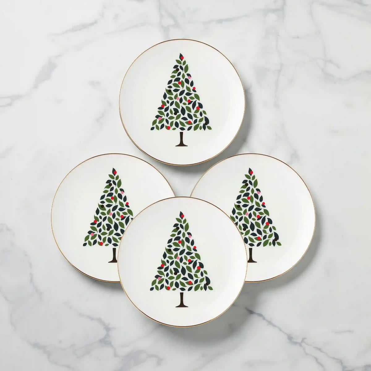 Evergreen Accent Plates, Set of 4