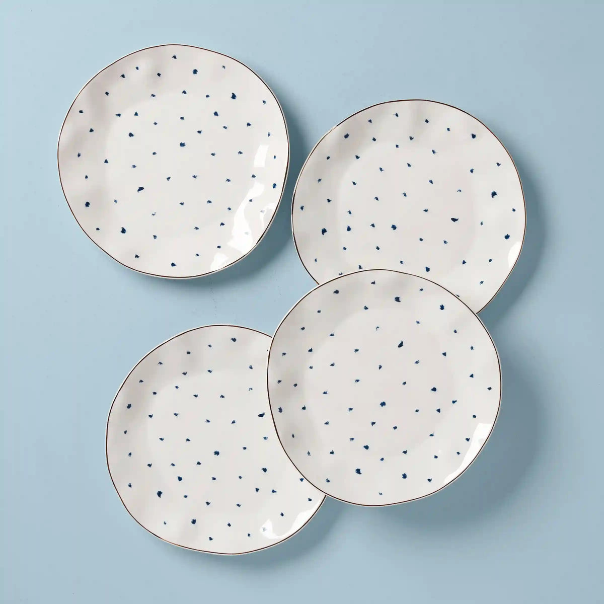 Blue Bay Dots Dinner Plates, Set of 4