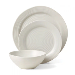 Ridge White 12-Piece Dinnerware Set