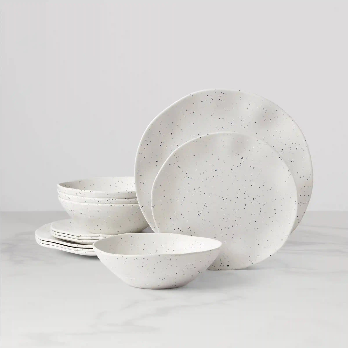 Terrazzo Melamine Cream 12-Piece Dinnerware Set
