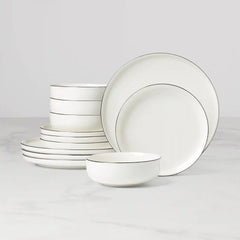 24 Seven Black Rim 12-Piece Dinnerware Set