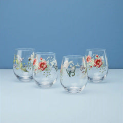 Butterfly Meadow Stemless Wine Glasses, Set of 4
