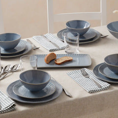 Artisanal Stripe Blue 12-Piece Dinnerware Set