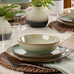Organic Shades Sage Green 12-Piece Dinnerware Set