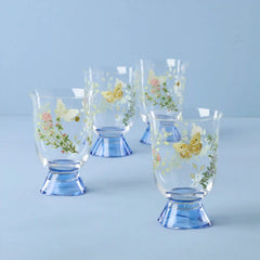 Butterfly Meadow Herbs Short Tumblers, Set of 4