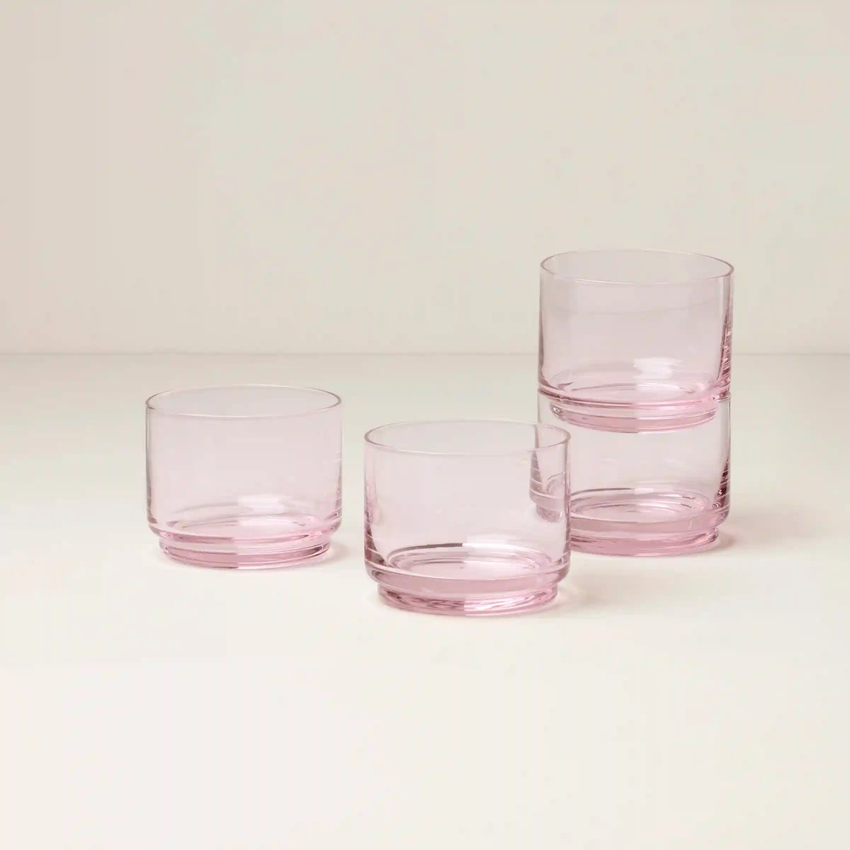Tuscany Stackable Blush Short Glasses, Set of 4