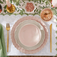 French Perle Scallop White Accent Plates, Set of 4
