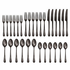Mirabella Gunmetal Satin 30-Piece Flatware Set