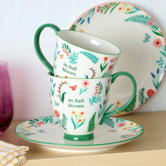 First Blooms Green Mugs, Set of 2