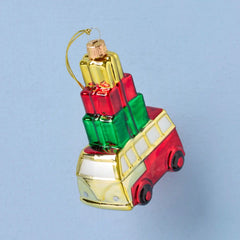 Retro Blown Glass Van with Gifts Ornament
