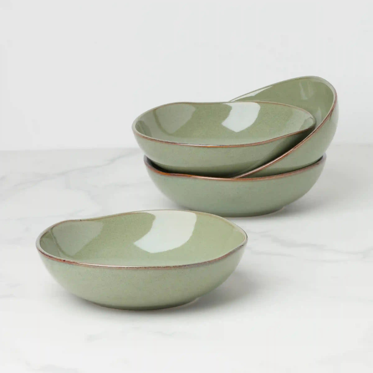 Organic Shades Sage Green Pasta Bowls, Set of 4