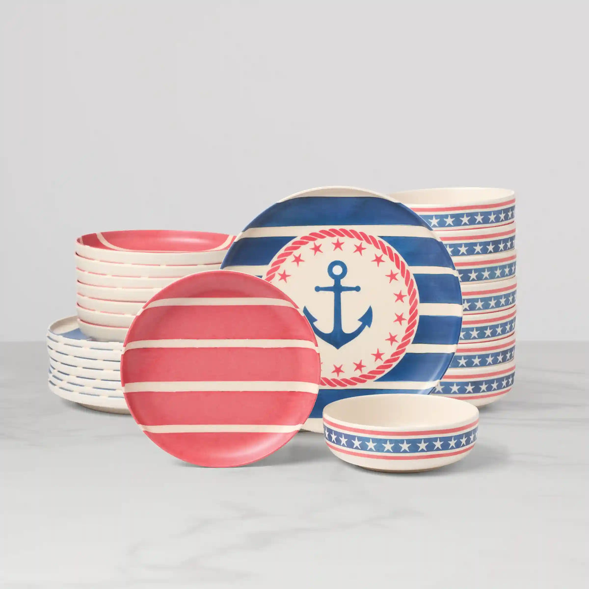 24 Seven Melamine Aweigh We Go 24-Piece Dinnerware Set