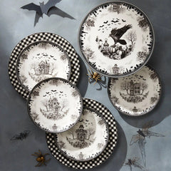 Haunted Village Accent Plates, Set of 4 Assorted