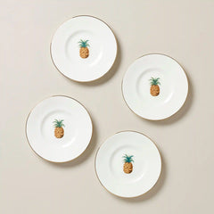 British Colonial Bamboo Party Plates, Set of 4