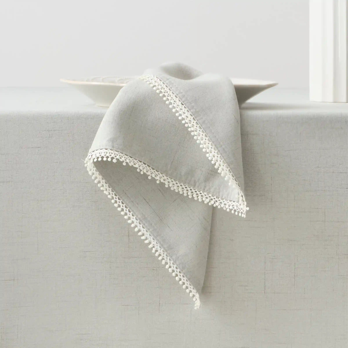 French Perle Solid Dove Grey Dinner Napkins, Set of 4