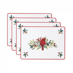 Winter Greetings Cardinal Cork Placemats, Set of 4