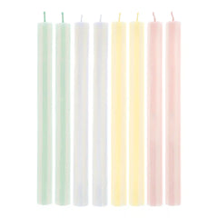 Pastel Striped Table Candles, Set of 8