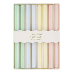 Pastel Striped Table Candles, Set of 8