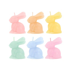Mini Rainbow Bunny Candles, Set of 6