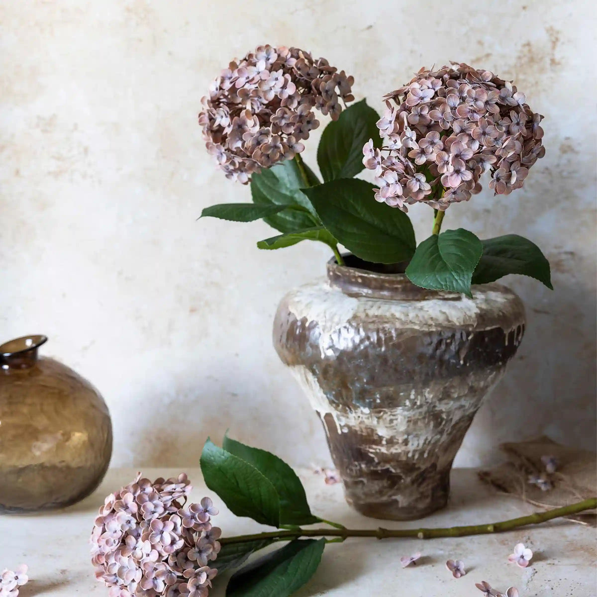Artificial Real Touch Antique Blush Hydrangea Stem