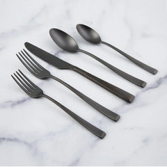Marlise Black Satin 20-Piece Flatware Set