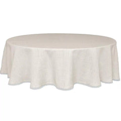 French Perle Solid Natural 70x70 Round Tablecloth