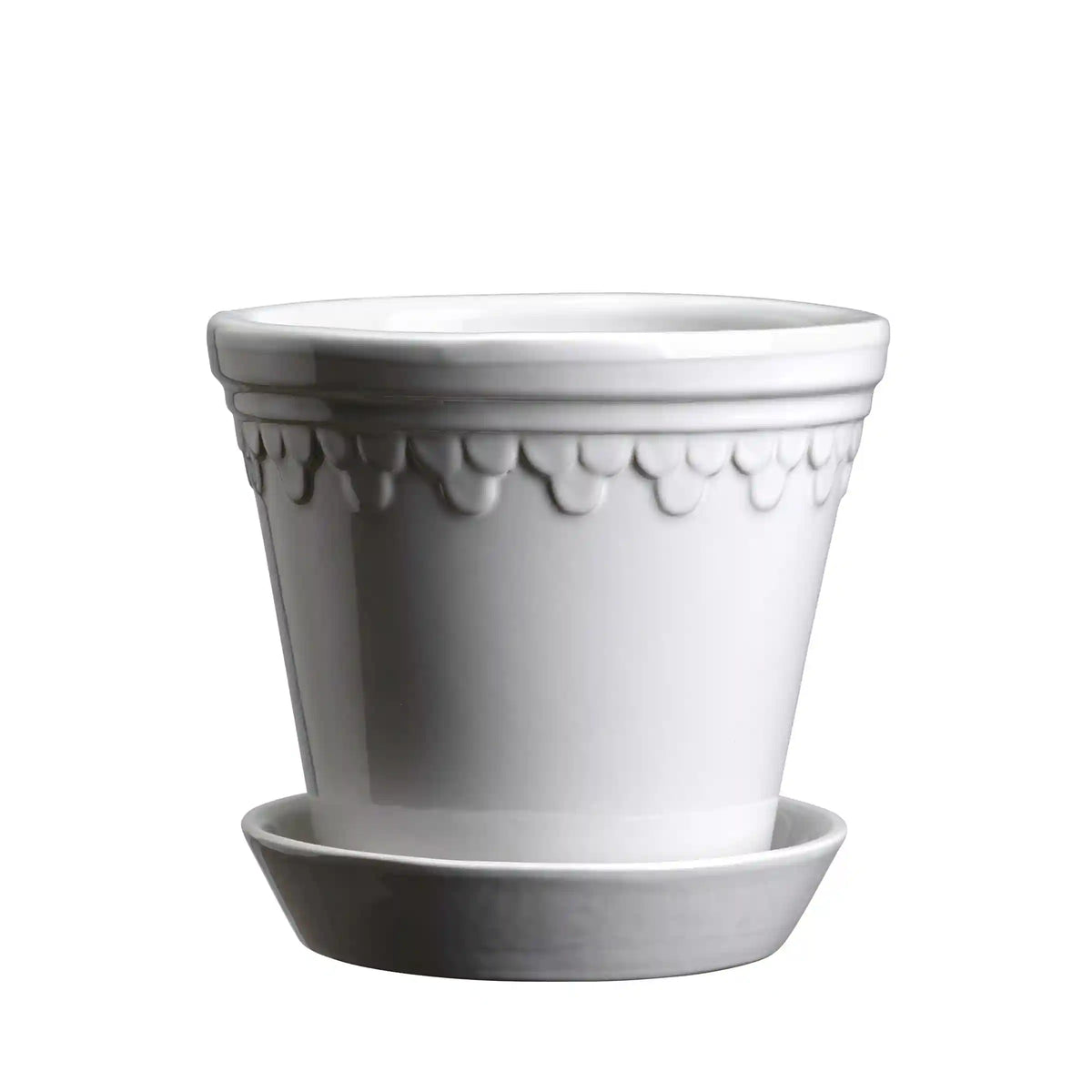 Kobenhavner Glazed Mineral White 16cm Pot with Saucer