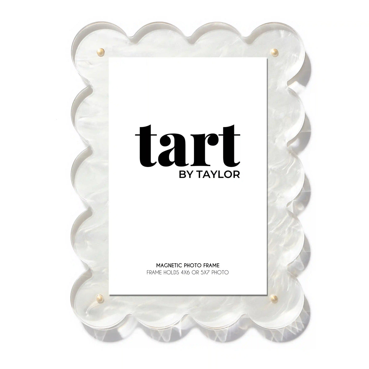 Pearl White Scalloped Acrylic Photo Frame