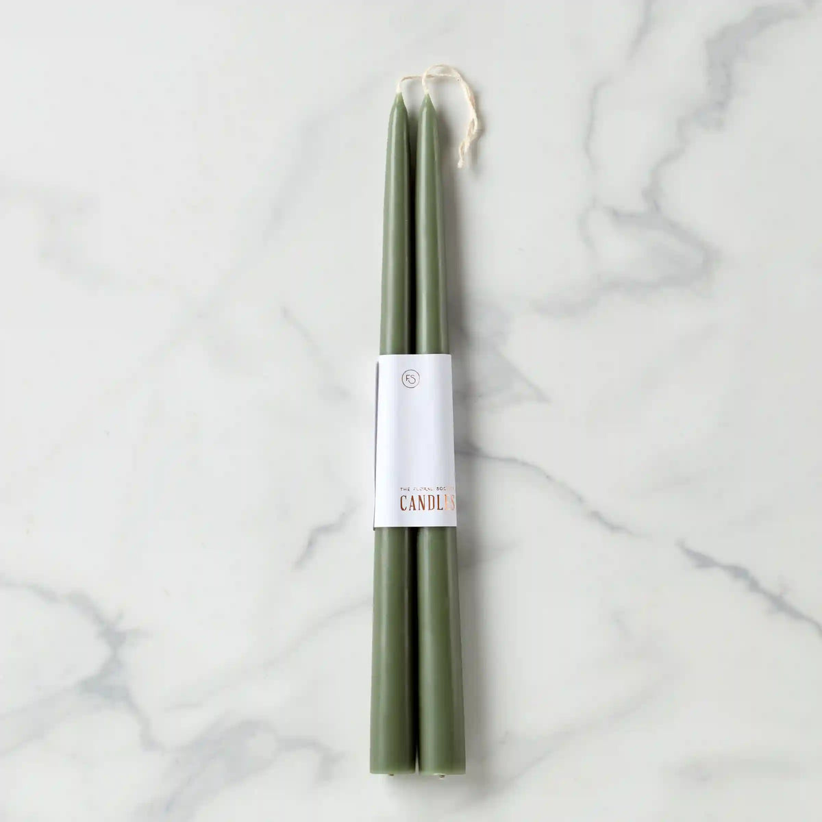 Dipped Moss 12 Taper Candle, Set of 2