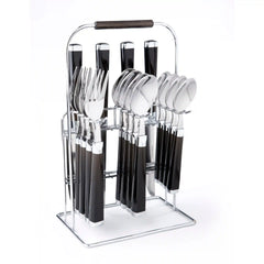 Temptation Black Charcoal Handle 16-Piece Flatware Set